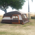 KTT Large Tent 8-10-12 Person,Family Cabin Tents,2 Rooms,2 Doors and 4 Windows with Mesh,Straight Wall,Waterproof,Double Layer,Big Tents for Outdoor,Picnic,Camping,Family Gathering