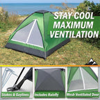 2 Person Camping Tent with Rain Fly and Carrying Bag - Lightweight Outdoor Tent for Backpacking, Hiking, or Beach Use by Wakeman Outdoors