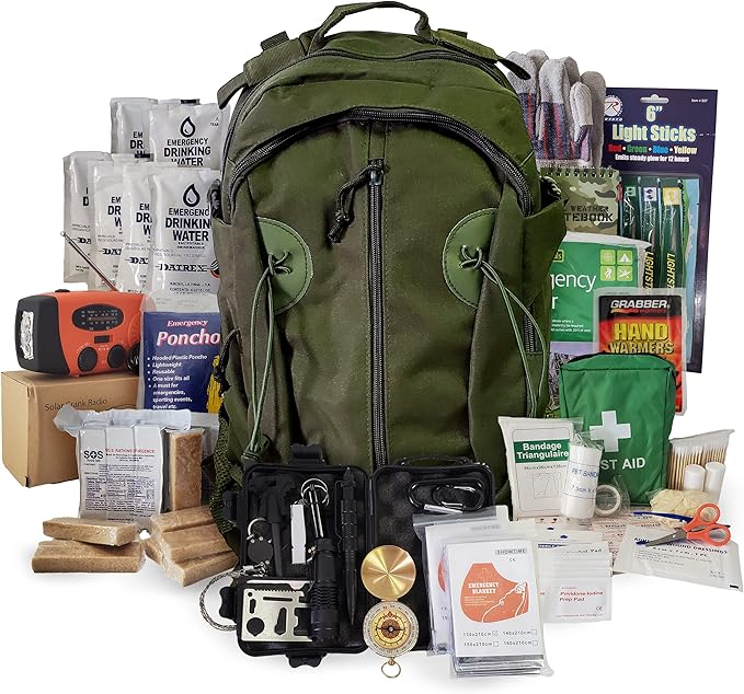 1 Person Emergency Kit/Survival Backpack for 72 Hours for Natural Disasters, Hurricanes, Emergency or Bug Out Situations