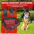 Double Camping Chair - Up to 650lbs - 2 Person Portable & Foldable Extra Padded Camping Couch - Cup Holder & Carry Bag Included - for Patio, Beach, Lawn, RV, Camping, Tailgate