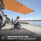 Vehicle Awning, 6.6ft x 8.2ft, Rooftop Pullout Ripstop UPF50+ Side Awning, Reinforced Hinges & Poles for Jeep/SUV/Truck/Van