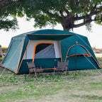 KTT Extra Large Tent 10-12-14 Person(B),Family Cabin Tents,2 Rooms,3 Doors and 3 Windows with Mesh,Straight Wall,Waterproof,Double Layer,Big Tent for Outdoor,Picnic,Camping,Family Gathering