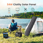 54W Portable Solar Panel, Foldable Solar Panel Charger with 20.5V (DC+USB C) & 12V USB A Output, IP67 Waterproof Emergency Power Camping, Suitable for Small Generators, Phones, PCs,Power Bank