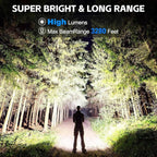 Flashlight Rechargeable LED High Lumens - 99,000 Lm Powerful Handheld Flash Light with 5 Modes, Bright Waterproof Torch for Camping Home (3 Packs)