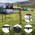 Folding Camping Table with Storage Net,3ft Portable Aluminum Folding Table with 3 Adjustable Height Max 27.3 Inch for Outdoor Backyard BBQ Picnic Cooking Tents Beach Indoor Bedroom（Silver）