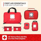Thrive Mini First Aid Kit - Waterproof Rip-Stop Travel First Aid - Compact Hiking Supplies & Safety Kit - for Home Medical Use - 66 Piece Set, Pouch