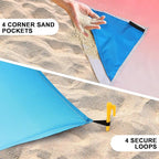 Beach Blanket Waterproof Sandproof Beach Mat 79" X 83"/10'x9'for 2-8 Adults Quick Drying Outdoor Picnic Mat Beach Accessories for Travel, Camping, Hiking