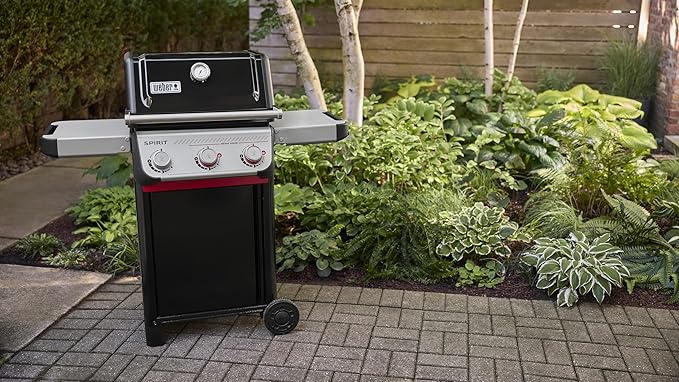 Weber Spirit E-325 Liquid Propane Gas Grill for Outdoor Cooking and BBQ, 3 Burners and 2 Boost Burners, Black – Porcelain-Enameled Cast-Iron Grates, Sear Zone
