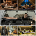 Camping Cot for Adults, Height Adjustable Sleeping Cot, Supports 300 lbs, Lightweight Compact Foldable for Backpacking, Hiking, Travel, Beach, Truck & Office Nap | Flyernature