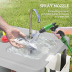 Outsunny Folding Fish Cleaning Table with Sinks, Portable Camping Sink Table, Gray
