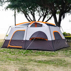 KTT Extra Large Tent 10-12-14 Person(B),Family Cabin Tents,2 Rooms,3 Doors and 3 Windows with Mesh,Straight Wall,Waterproof,Double Layer,Big Tent for Outdoor,Picnic,Camping,Family Gathering