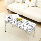 Folding Camping Table 3ft Portable Pinic Table Adjustable Height Small Card Table Aluminum Foldable Lightweight with Carry Handle for Outdoor Indoor Hiking Camp BBQ Beach (Misty Lilac)