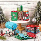 18 pack Christmas Can Cooler Sleeves, Beer Drink Can Beverage Bottle Cooler Sleeves Collapsible for Christmas Holiday Party Gifts Decorations Supplies Favors