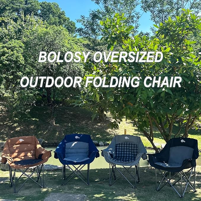 2 Pack Oversized Camping Chairs for Adults Heavy Duty Padded Outdoor Folding Lawn Chair XL Camp Chair for Outside Sports Beach Fishing Garden Supports 500lbs, Brown