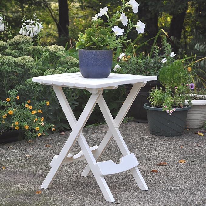 Adams Manufacturing 8500-48-4702 Plastic Quik-Fold Side Table 2 Pack, White