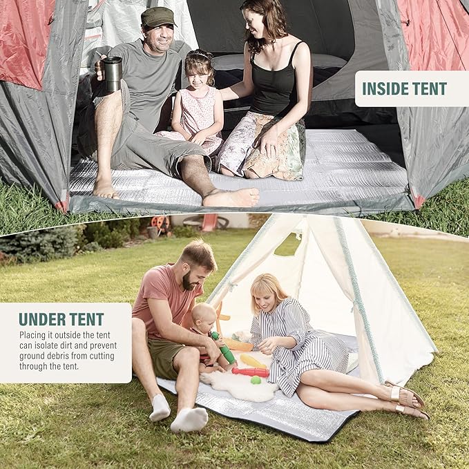 REDCAMP 79"x59" Camping Mat Foam Foil Blanket, Waterproof Aluminum Foil Mat Sleeping Tent Pad for Outdoor Picnic,Camping,Beaches