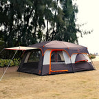 KTT Extra Large Tent 10-12-14 Person(A),Family Cabin Tents,2 Rooms,3 Doors and 3 Windows with Mesh,Straight Wall,Waterproof,Double Layer,Big Tent for Outdoor,Picnic,Camping,Family Gathering