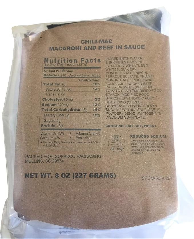 6/2021 Pack Date - 6/2026 expiration MREs with 16 MREs-Reduced Sodium Food Rations-Meals Ready To Eat-2021 Manufacture Date