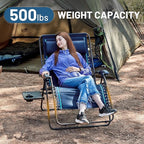 Timber Ridge Oversized Zero Gravity Chair, 33In Wide XXL Zero Gravity Reclining Chair with Side Table, Full Padded Lounge Chair for Outdoor Camping Patio Lawn, Heavy Duty Supports 500lbs, Blue-1 Pack