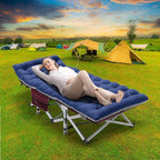 NAIZEA Folding Camping Cots for Adults, Folding Cot with Mattress, Camping Foldable Bed, Portable Military Cot, Double Layer Oxford Strong Heavy Duty Sleeping Cots w/Carry Bag for Camp Office Trave