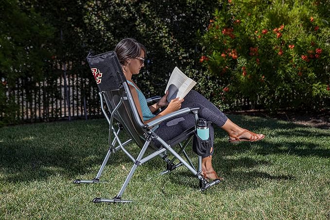 Picnic TIME NCAA Unisex-Adult NCAA Outdoor Rocking Camp Chair, XL Heavy Duty Camping Chair for Adults