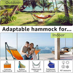 Tranquillo Sturdy Steel Hammock with Stand Premium Cotton Canvas Hammock, 600 lbs Capacity Hammock Stand Folding, Portable 30-Second Fold Unfold Hammock for Camping, Orange