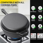 Vivicreate 2 in 1 Cast Iron Dutch Oven Pot with Skillet Lid Pre Seasoned Multi Cooker for Baking Frying Roasting Camping Compatible with All Stoves olla de hierro fundido sartén