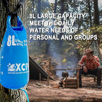 xcivi 8L Gravity Water Bag Compatible with Membrane Solutions Straw and Other Water Filter Straw, 8L Water Bag for Camping, Traveling, Backpacking, Hiking, Foldable & Hangable 2 Gal Bag