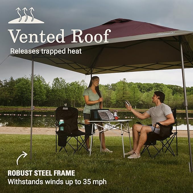 Coleman Oasis Instant Pop-Up Canopy Tent with Side Wall Attachment, Portable Shelter with Easy Setup & Takedown, Wheeled Carry Bag Included, 10x10/13x13ft Sizes