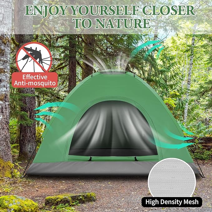 Outvita Camping Dome Tent, 1-4 Person Waterproof Windproof Easy Setup Spacious Family Tents with Carry Bag & Rain Fly for Hiking Backpacking Traveling Glamping Beach