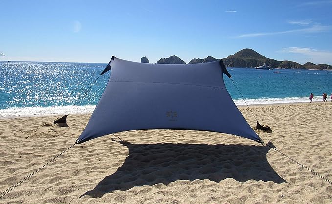 Neso Grande Portable Beach Tent Sun Shelter - Lightweight Beach Shade Canopy - Easy Setup for Family Outings - Patented Reinforced Corners - UPF 50+ Sun Protection - 7ft Tall, 9 x 9ft
