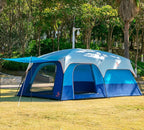 KTT Extra Large Tent 10-12-14 Person(B),Family Cabin Tents,2 Rooms,3 Doors and 3 Windows with Mesh,Straight Wall,Waterproof,Double Layer,Big Tent for Outdoor,Picnic,Camping,Family Gathering