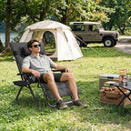 Amopatio Oversized Zero Gravity Chair, 29in Reclining Camping Lounge Chair Upgraded Lock and Footrest, Folding Patio Recliner with Cup Holder, Removable Cushion & Headrest