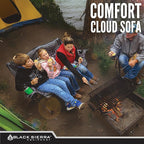 Black Sierra Double Camping Chair for Adults, Oversized Folding Loveseat Supports 600 lbs, Plush Padded Outdoor Couch with Cup Holders and Carry Bag for Beach, Patio, RV, or Tailgating Events