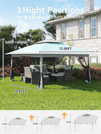GarveeHome 13x13 Pop-Up Canopy Tent with Mosquito Netting, Heavy Duty Gazebo with Waterproof UV Double Roof, 169 Sq.Ft Shade, Instant Outdoor Shelter for Patio, Backyard, Garden, Light Blue