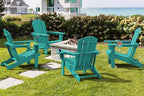 SERWALL Adirondack Chair with Cup Holders - Composite Adirondack Chairs Set of 4 HDPE Outdoor Chairs All Weather Use- Aruba