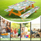 Fitted Picnic Table Cover with Bench Covers Set, Waterproof Lightweight Rectangle 72in Folding Table Cloths Canopy Shade Slipcover Cool Unique Fun Camping Gift for Camper Women Men Family Rv Owners