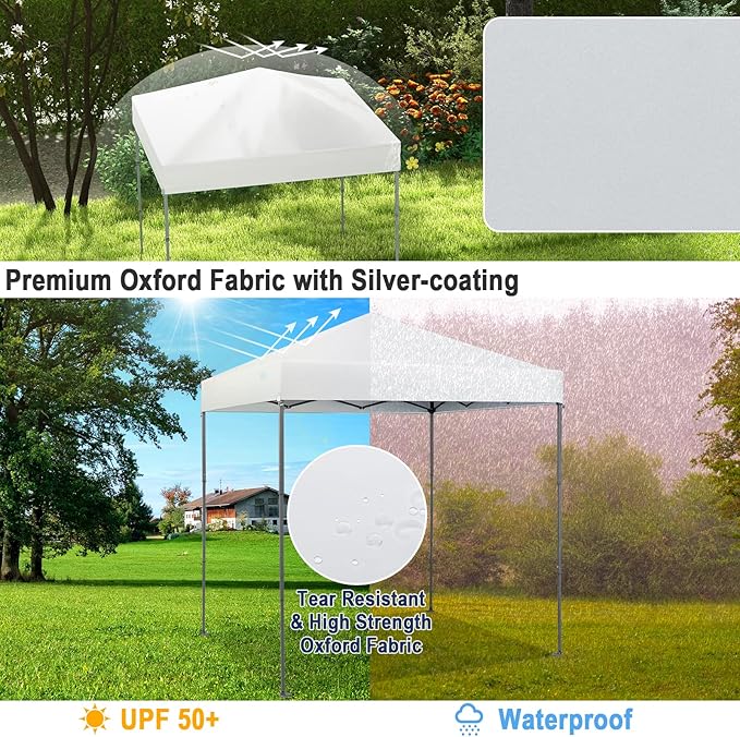 Tangkula 6.6x6.6 Ft Pop Up Canopy, 1 Person Instant Setup Canopy Tent with Center Lock, UPF 50+ Sun Protection, 8 Stakes, 4 Ropes, Portable Outdoor Canopy with Carrying Bag
