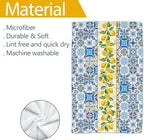 Lemon Kitchen Towels, Lemon Mediterranean Dish Towels Set of 2, Farmhouse Home Sweet Home Kitchen Decor, Summer Yellow Decorative Hand Tea Towels for Housewarming (18x26 Inches)
