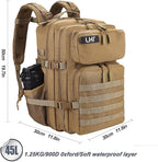 LHI Military Tactical Backpack for Men and Women 45L Army 3 Days Assault Pack Bag Large Rucksack with Molle System