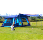 KTT Extra Large Tent 12 Person(A),Awning Family Cabin Tents,2 Rooms,4 Doors and 4 Windows with Mesh,Straight Wall,Waterproof,Double Layer,Big Tent for Outdoor,Picnic,Camping,Family Gathering。