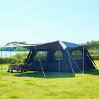KTT Extra Large Tent 12 Person,Family Cabin Tents,Awning,2 Rooms,4 Doors and 4 Windows with Mesh,Straight Wall,Waterproof,Double Layer,Big Tent for Outdoor,Picnic,Camping,Family Gathering