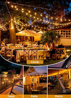 Brightown 75FT Solar String Lights Outdoor with Remote and 36 LED Shatterproof Bulbs, Dimmable & Timable, 3 Light Modes, Solar Patio String Lights Outdoor for Cafe, Garden, Deck, Outside Wedding