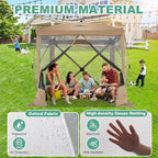 COBIZI 6x6 FT Pop up Gazebo Tent, Waterproof Instant Screen with Mosquito Netting, Portable Outdoor Small Screen Tents Sun Shelter, carpas para Patio for Outdoor Camping, Backyard and Garden, Khaki