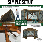 Hike Crew 12’ x 12’ Pop-Up Gazebo Screen Tent | Screened 6-Sided Instant Outdoor Canopy Shelter with Stakes, Ropes & Carry Bag for Camping, Sports & Picnic Table | UV Resistant SPF 50+