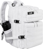 LHI Military Tactical Backpack for Men and Women 45L Army 3 Days Assault Pack Bag Large Rucksack with Molle System - White