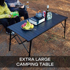 50" Large Folding Camping Table with Adjustable Hight Legs for 2-6 People - Heavy Duty Foldable Camp Table with Roll-Up Aluminum Picnic Table, Portable Outdoor Table for Cooking,Beach,BBQ,Party