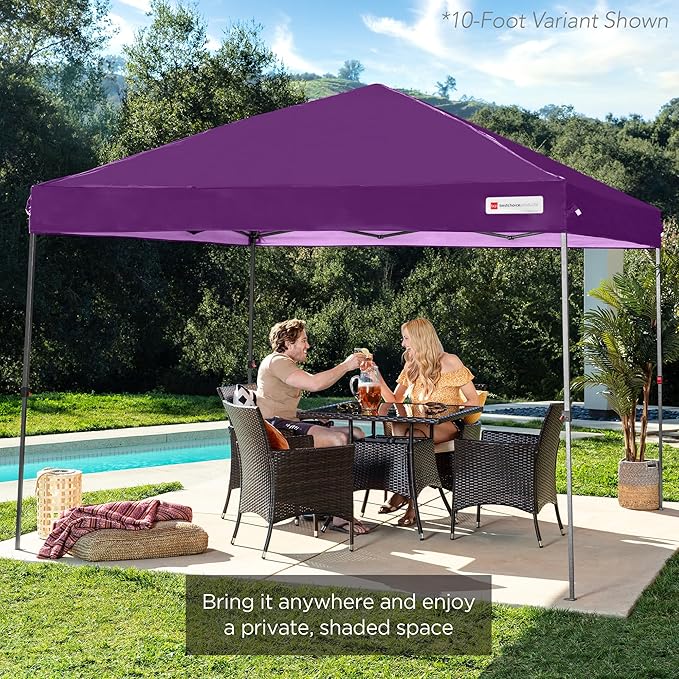 Best Choice Products 8x8ft Pop Up Canopy Tent, Outdoor Shade, 1 Person 1 Minute Set Up, Carry Case, 4 Weight Bags - Amethyst Purple
