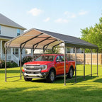 12x20FT Metal Carport, Heavy Duty Carport Canopy with Reinforced Frame and Base for All-Weather, Outdoor Garage Car Port for Pickup Trucks, Boats, Tractors or Party