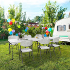 VINGLI 34" Fold in Half Square Table, Bi-Folding Commercial Table, Portable Plastic Dining Card Table for Kitchen or Outdoor Party Wedding Event, White
